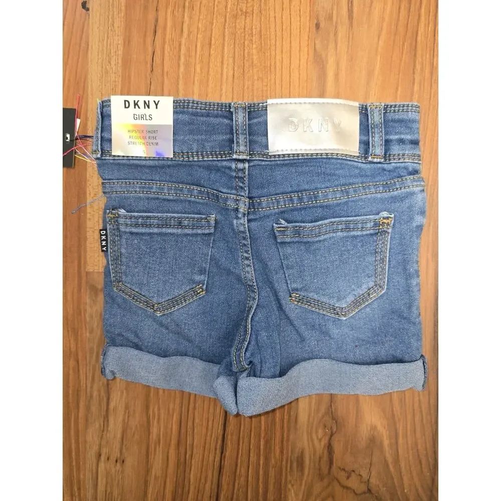DKNY Girls' Shorts Sz 5 Denim Jeans Super Stretch Hipster Adjustable Waist